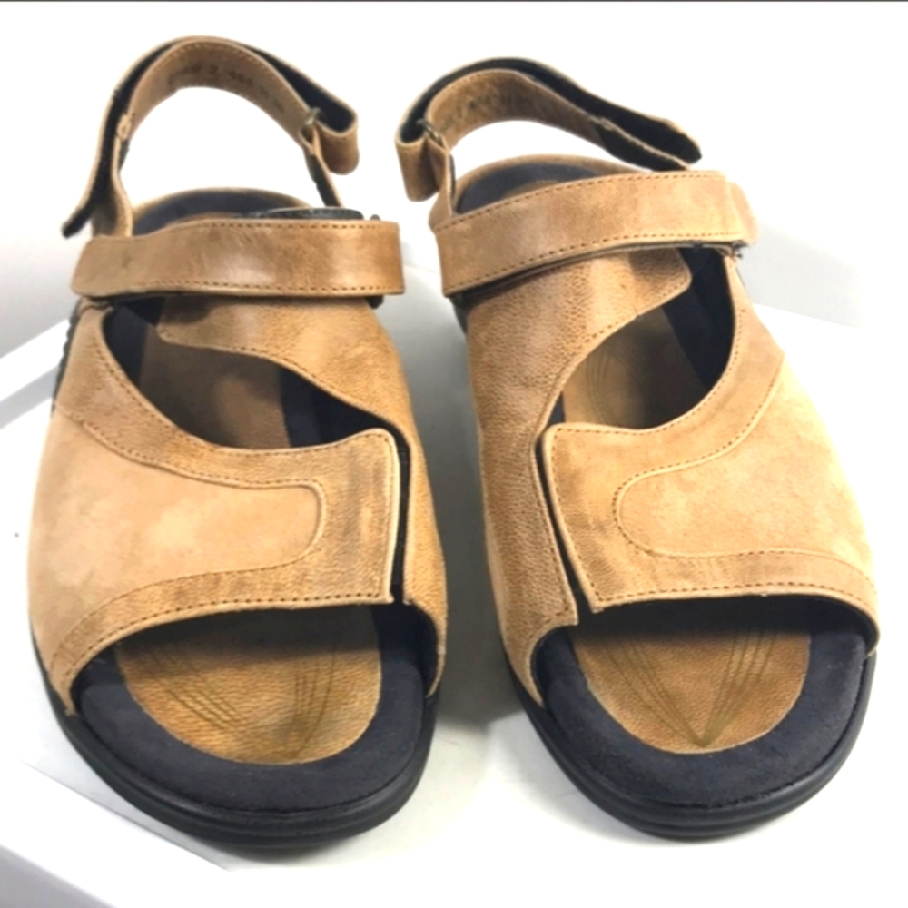 Xsensible Leather Ladies' Walking Sandal 8.5 W Tan Durable Supportive Wide